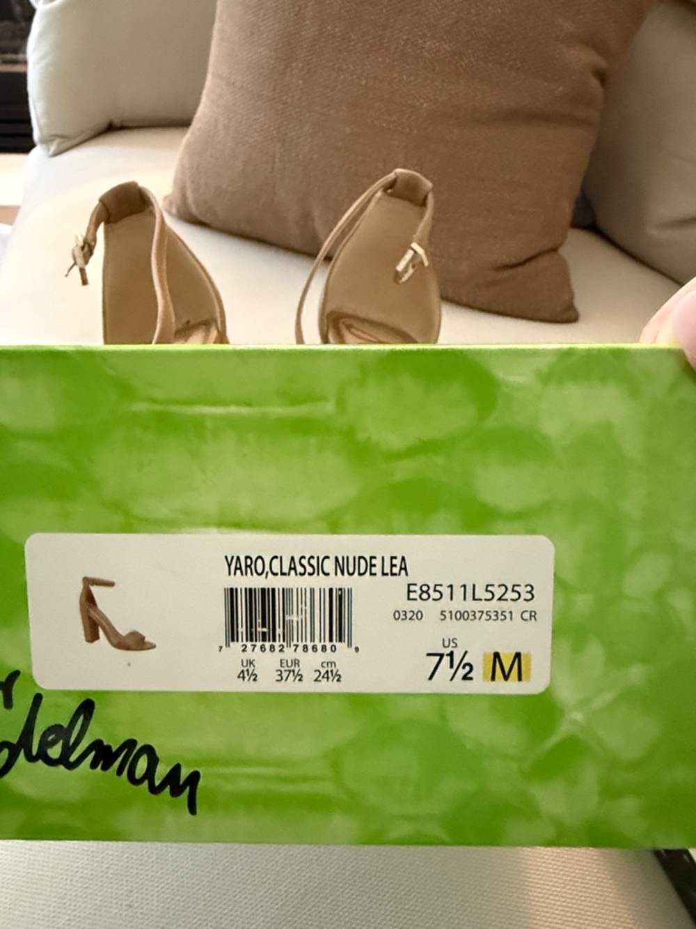 Sam Edelman Nude Beige Ankle-Strap Block Heel Sandals - Picture 8 of 9